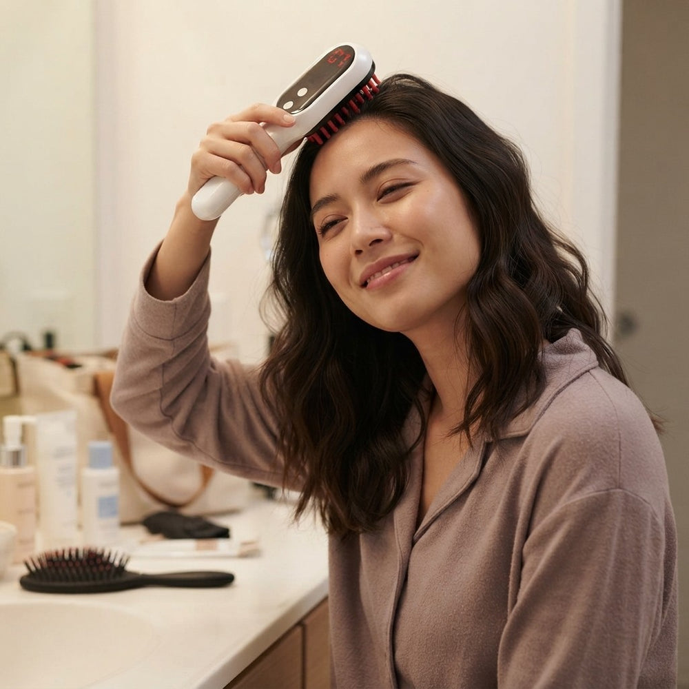 Electric Head Massager Magnetic Therapy Hair Growth Comb Blue Red Light Scalp Massage Brush Relieve Fatigue Pressure LED Display