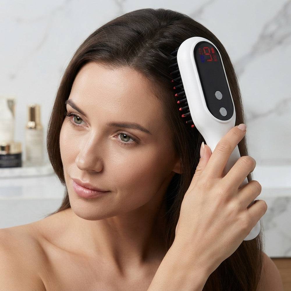 Electric Head Massager Magnetic Therapy Hair Growth Comb Blue Red Light Scalp Massage Brush Relieve Fatigue Pressure LED Display