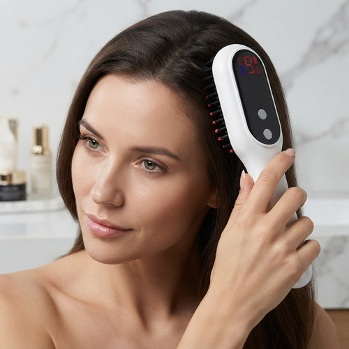 Electric Head Massager Magnetic Therapy Hair Growth Comb Blue Red Light Scalp Massage Brush Relieve Fatigue Pressure LED Display